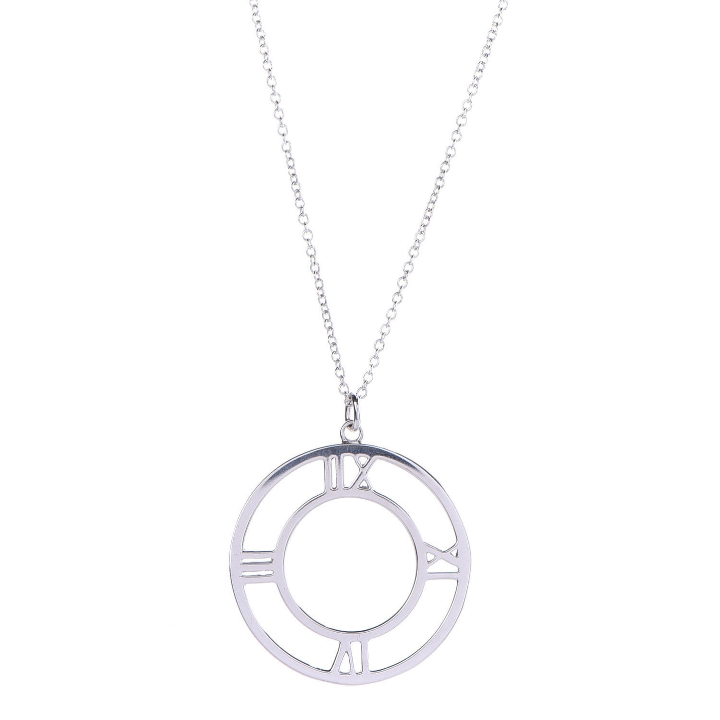 18K White Gold Diamond Medium Atlas Open Pave Pendant Necklace
