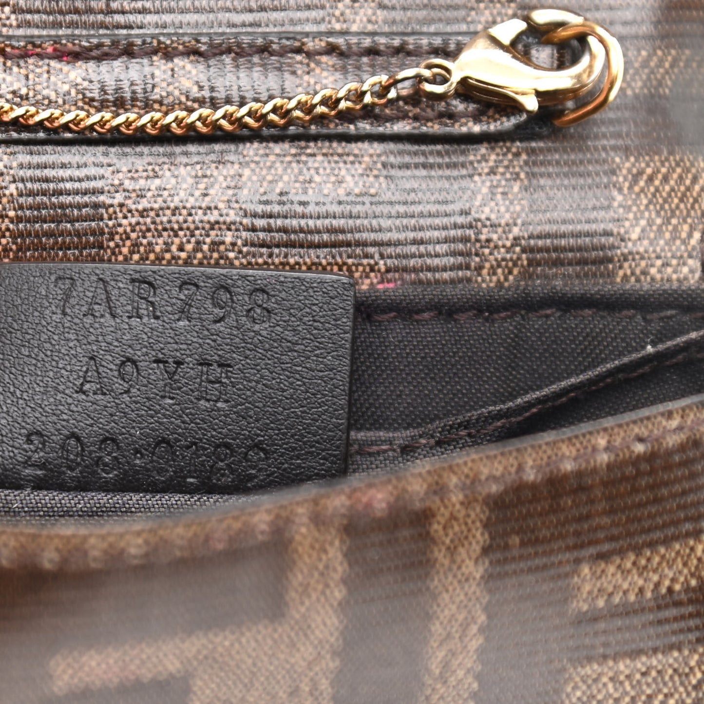 Glazed Fabric FF 1974 Nano Baguette Belt Charm Mogano Panna