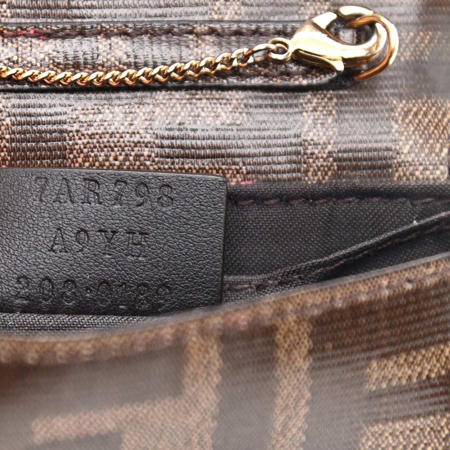 Fendi Glazed Fabric FF 1974 Nano Baguette Belt Charm Mogano Panna 7 of 10