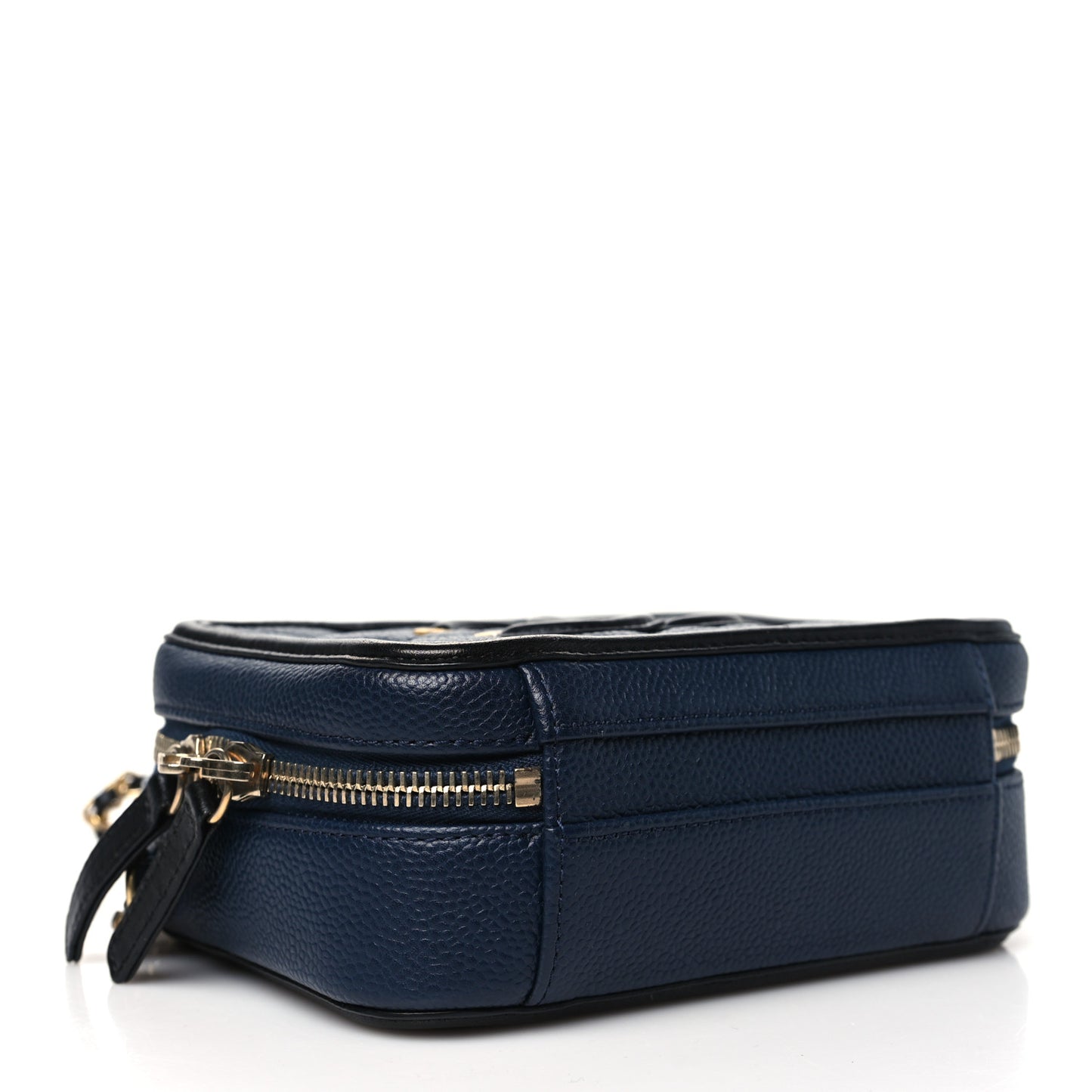 Caviar Quilted Small CC Filigree Vanity Case Navy Black