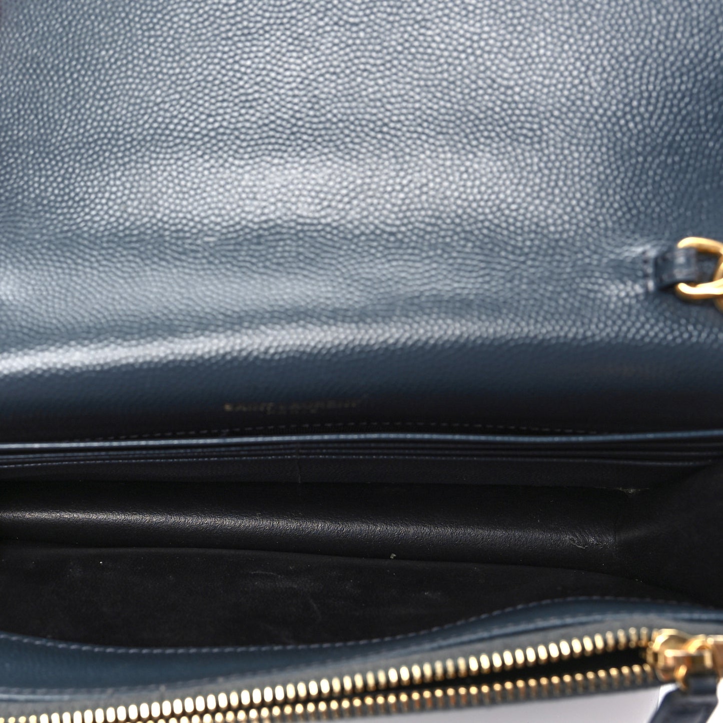 Grain De Poudre Matelasse Chevron Monogram Envelope Chain Wallet Dark Smog