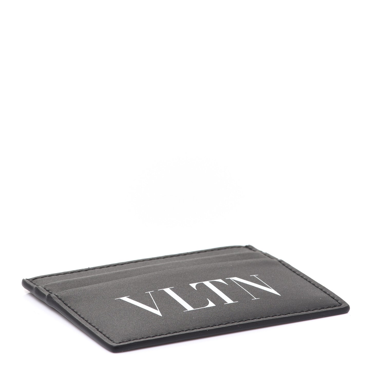 Calfskin VLTN Card Holder Black White