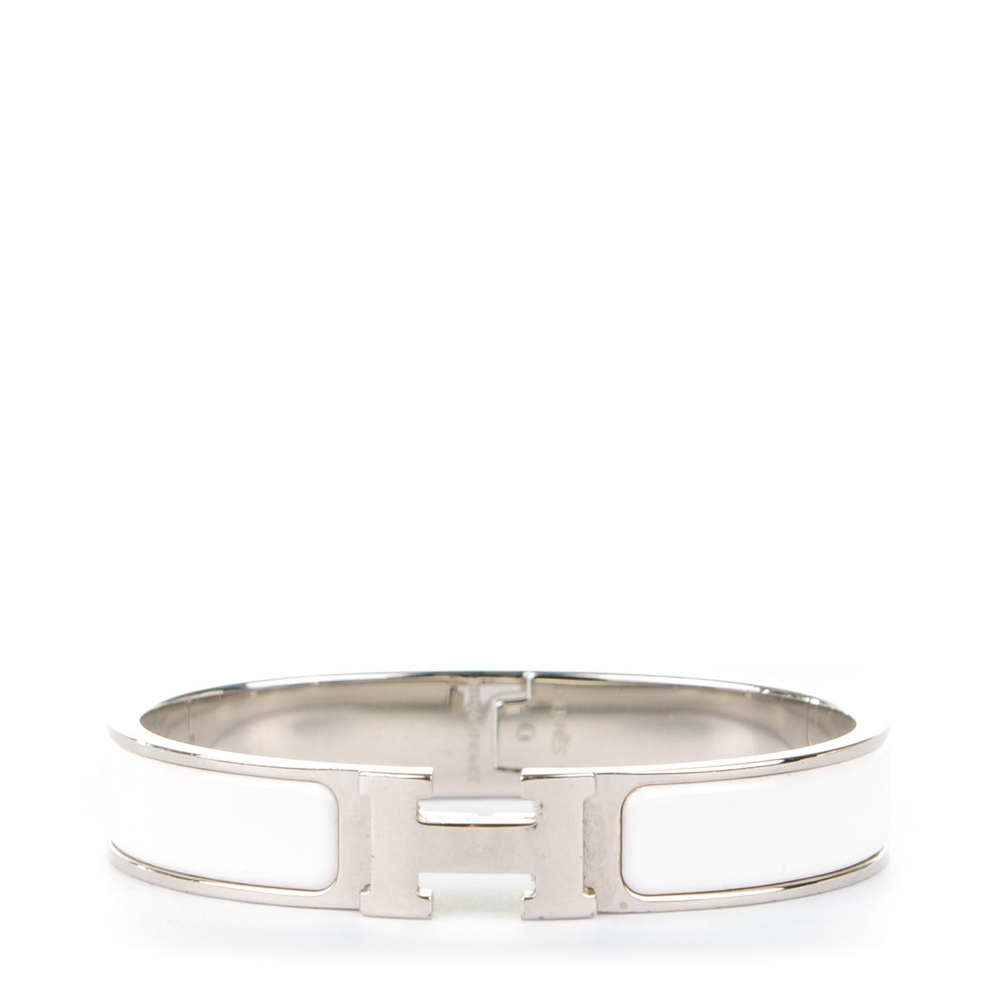 Enamel Narrow Clic Clac H Bracelet PM White