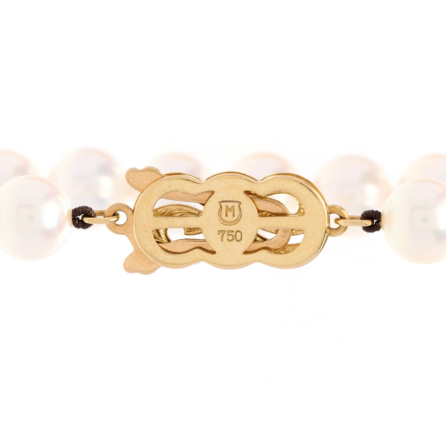 18K Yellow Gold Akoya Cultured Pearl 7-7.5mm Strand Necklace
