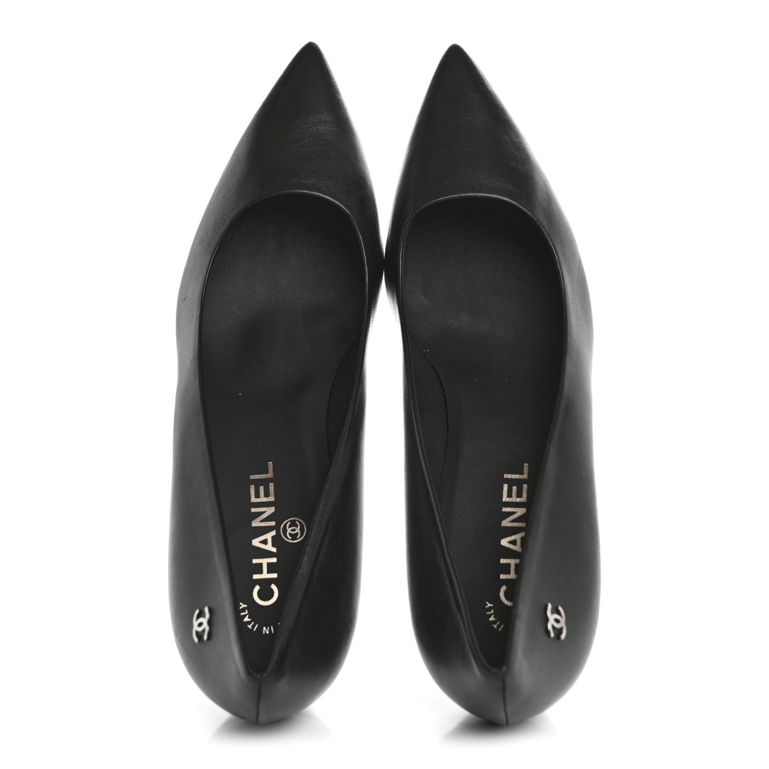 Chanel Lambskin CC Pumps 39.5 Black 2 of 9