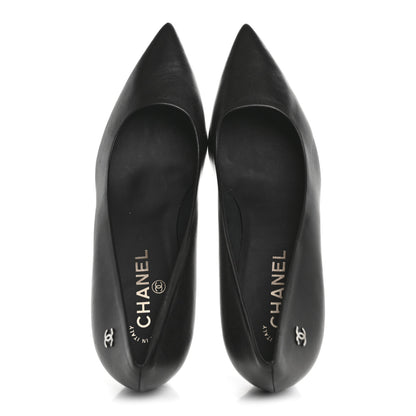 Chanel Lambskin CC Pumps 39.5 Black 2 of 9