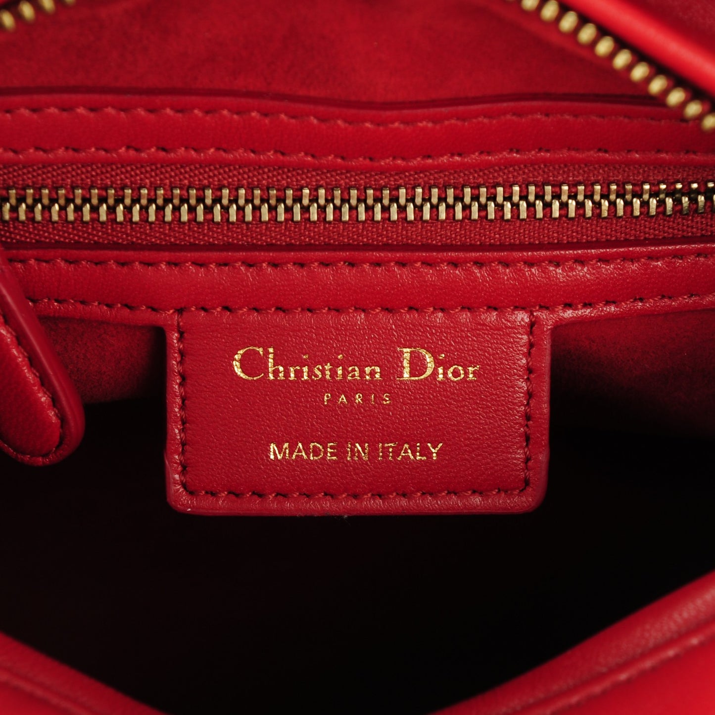 Lambskin Cannage Studded Medium Supple Lady Dior Red