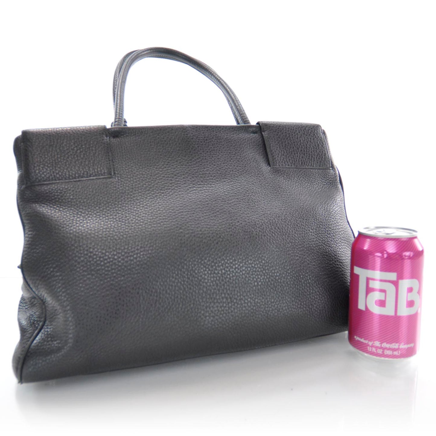 Leather Large Tote Nero Black