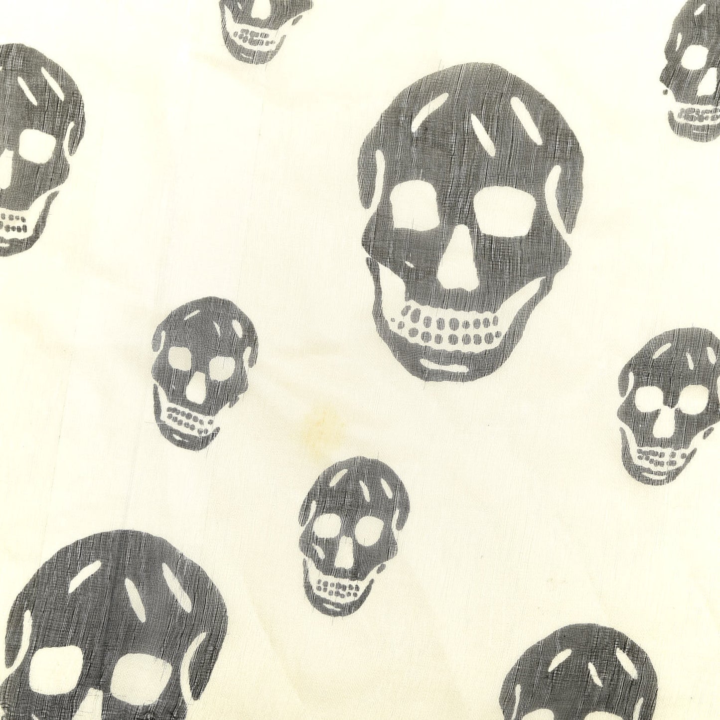 Silk Chiffon Skull Scarf Ivory Black