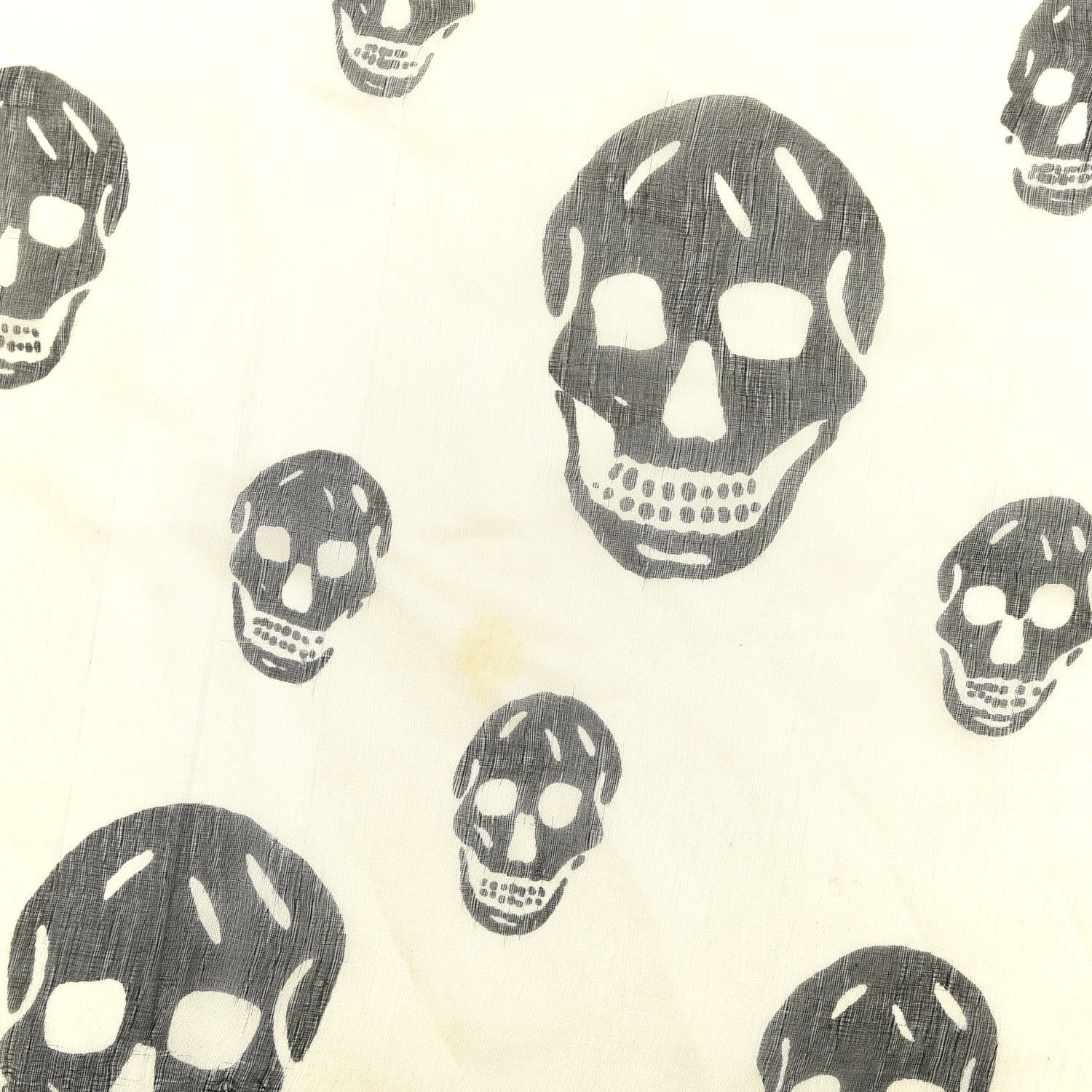 Alexander McQueen Silk Chiffon Skull Scarf Ivory Black 3 of 5