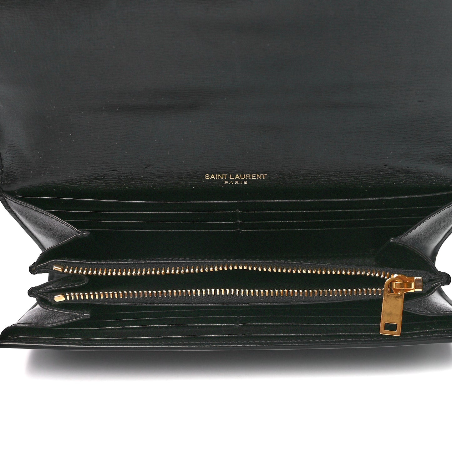 Calfskin Bellechasse Flap Clutch Wallet Black
