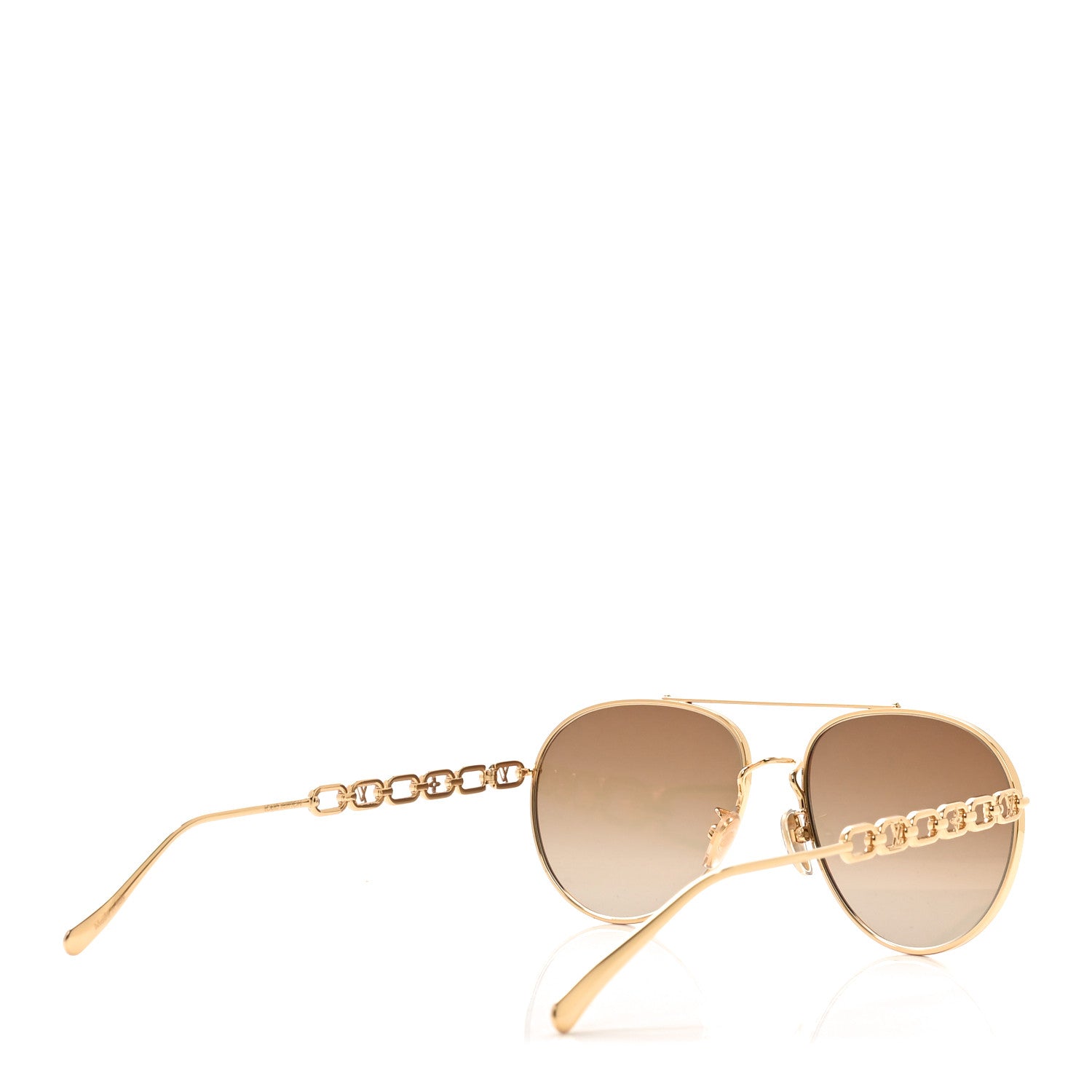 Louis Vuitton Metal My LV Chain Pilot Sunglasses Z1539E Gold 3 of 8