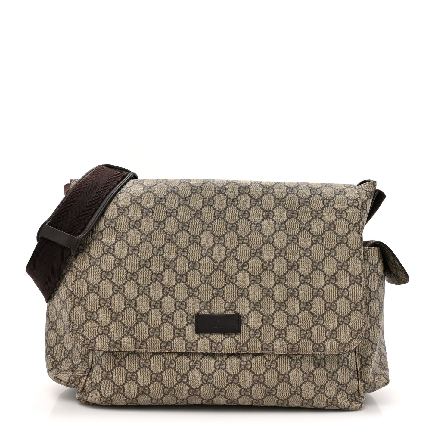 GG Plus Monogram Messenger Diaper Bag Dark Brown