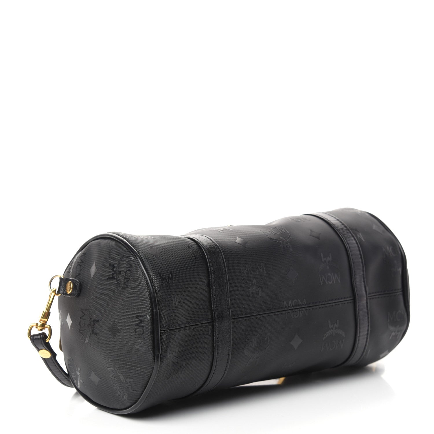 MCM Nylon Monogram Barrel Crossbody Bag Black 4 of 9
