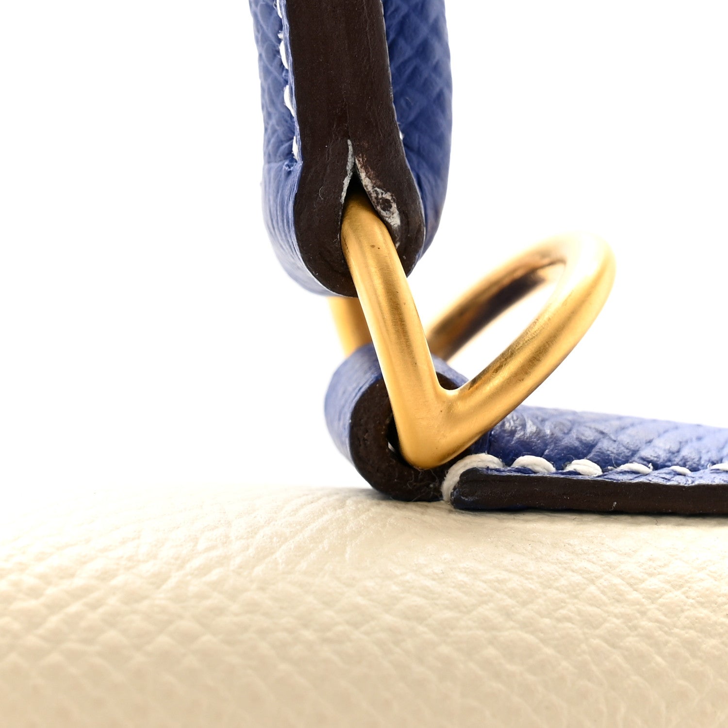 Hermes Epsom Bi-Color Horseshoe Kelly Sellier 25 Craie Bleu Electrique 12 of 13