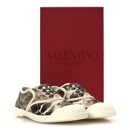Valentino Garavani Metallic Jacquard Apres L'hiver Womens Bay By Bay Sneakers 38.5 Ivory 11 of 11