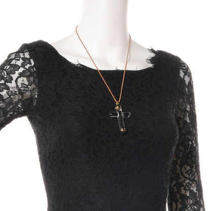 Chanel GUCCI 18K Yellow Gold Glass Cross Necklace 2 of 5