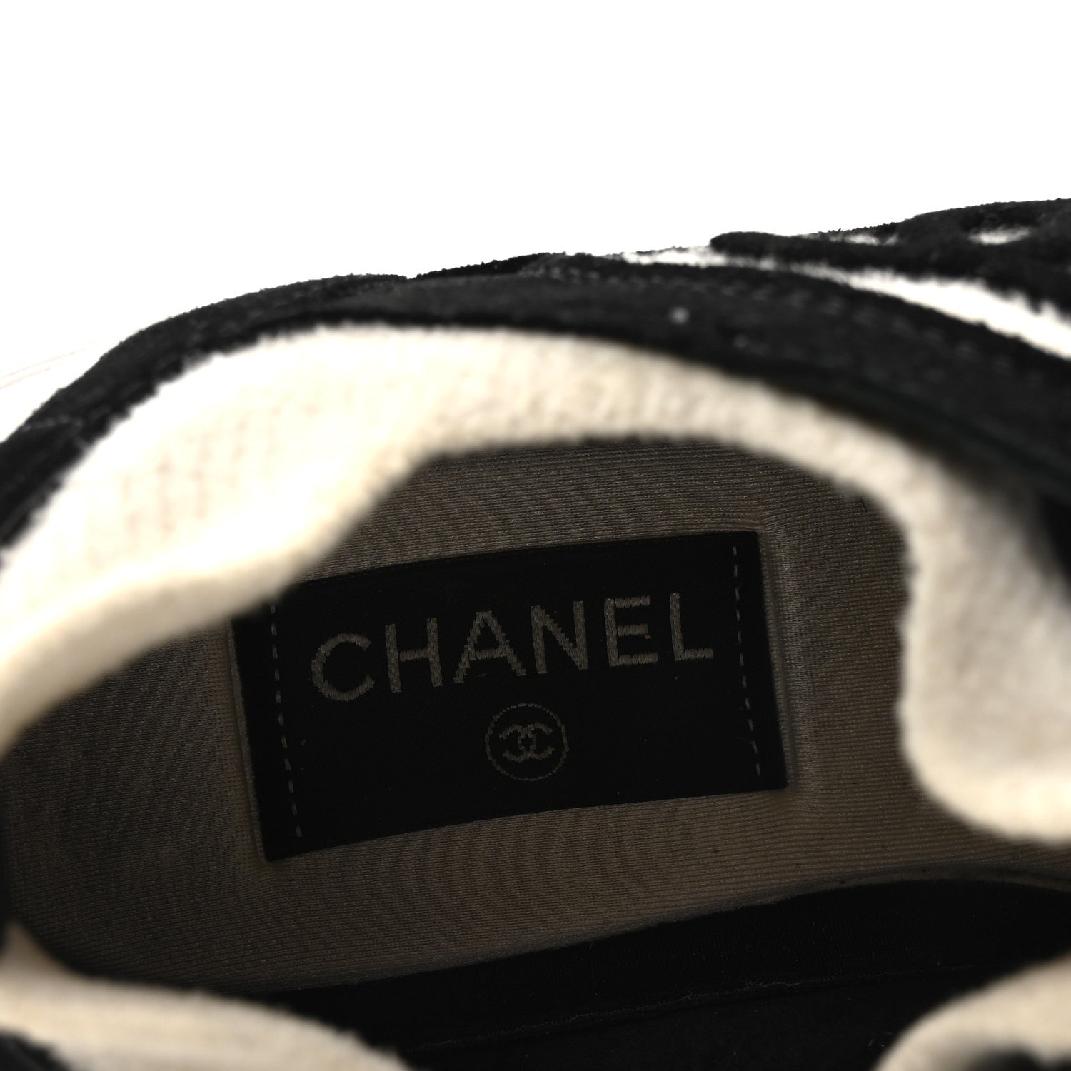 Chanel Fabric Suede Calfskin CC Sneakers 38 White Black 7 of 8
