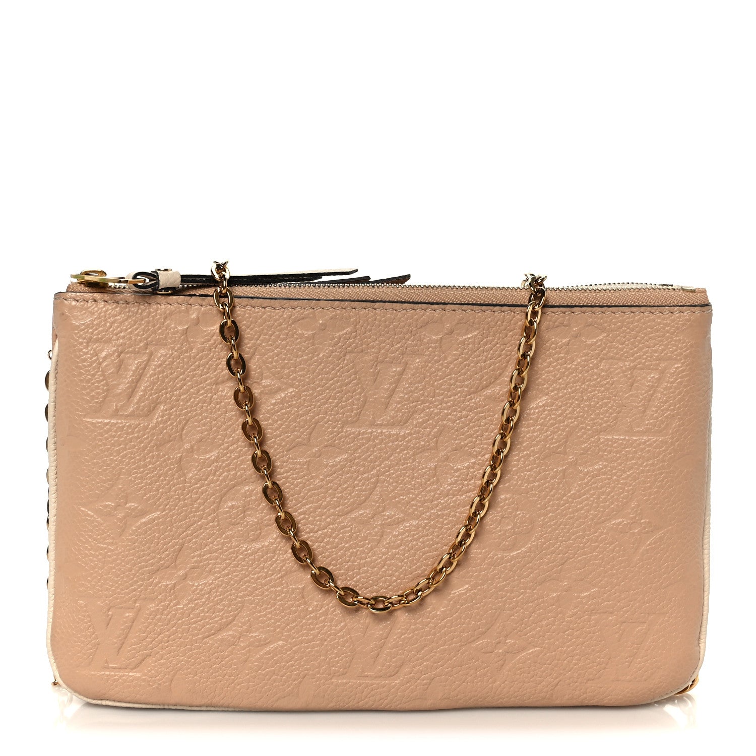 Louis Vuitton Empreinte Double Zip Pochette Beige Rose Creme 1 of 13