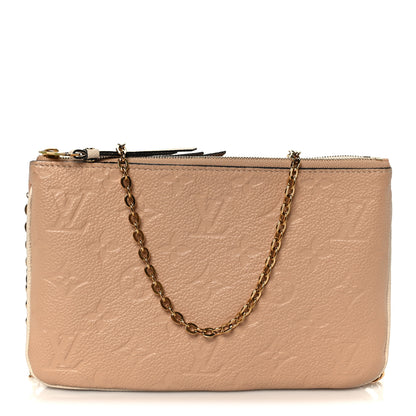 Louis Vuitton Empreinte Double Zip Pochette Beige Rose Creme 1 of 13