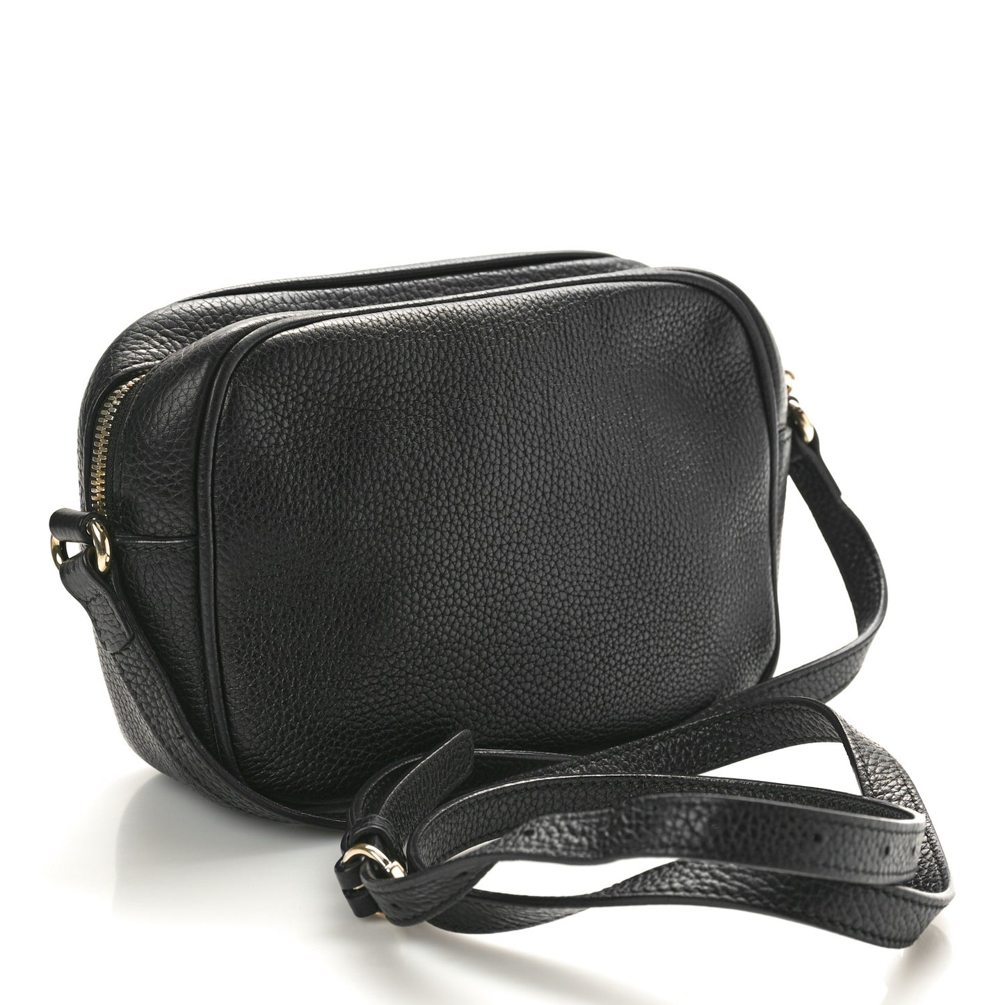 Pebbled Calfskin Small Soho Disco Bag Black