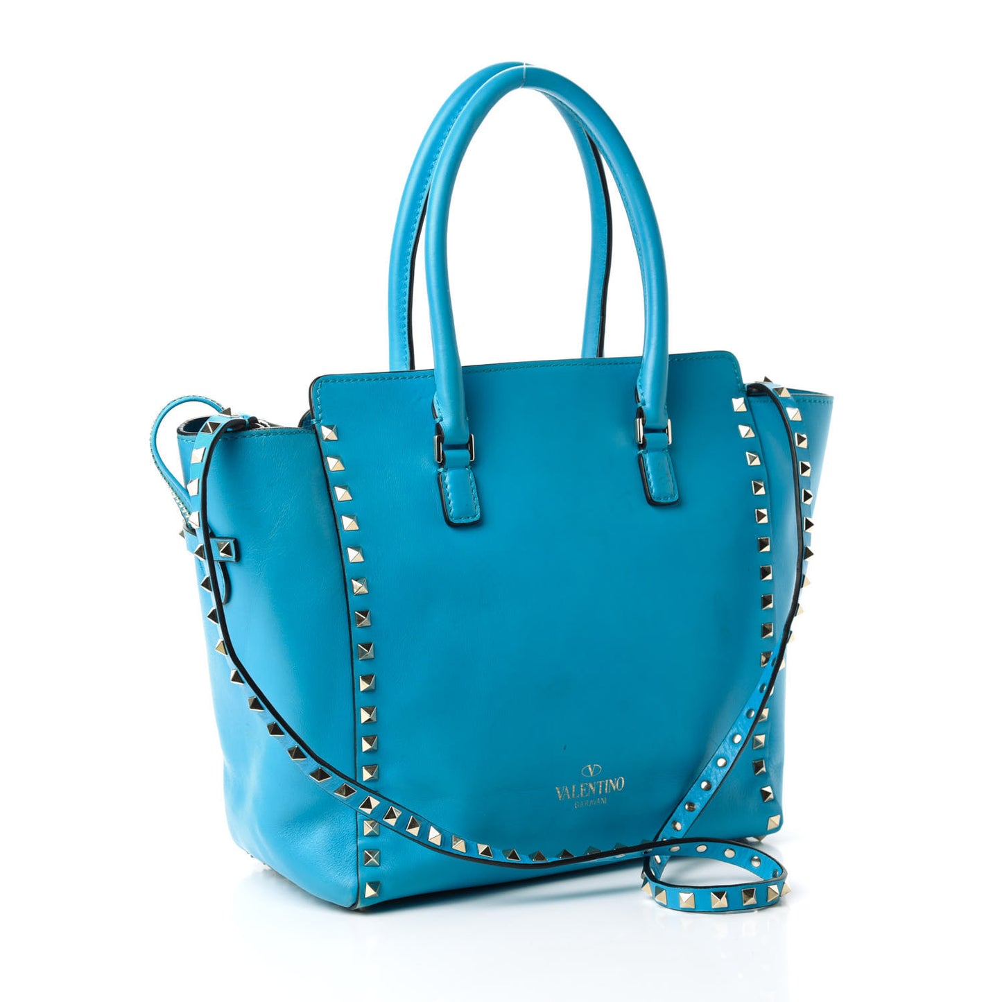 Vitello Rockstud Double Handle Tote Parrot