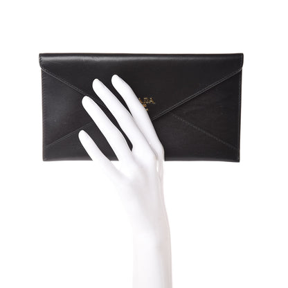 Prada Box Calfskin Envelope Wallet Black Fuoco 2 of 11