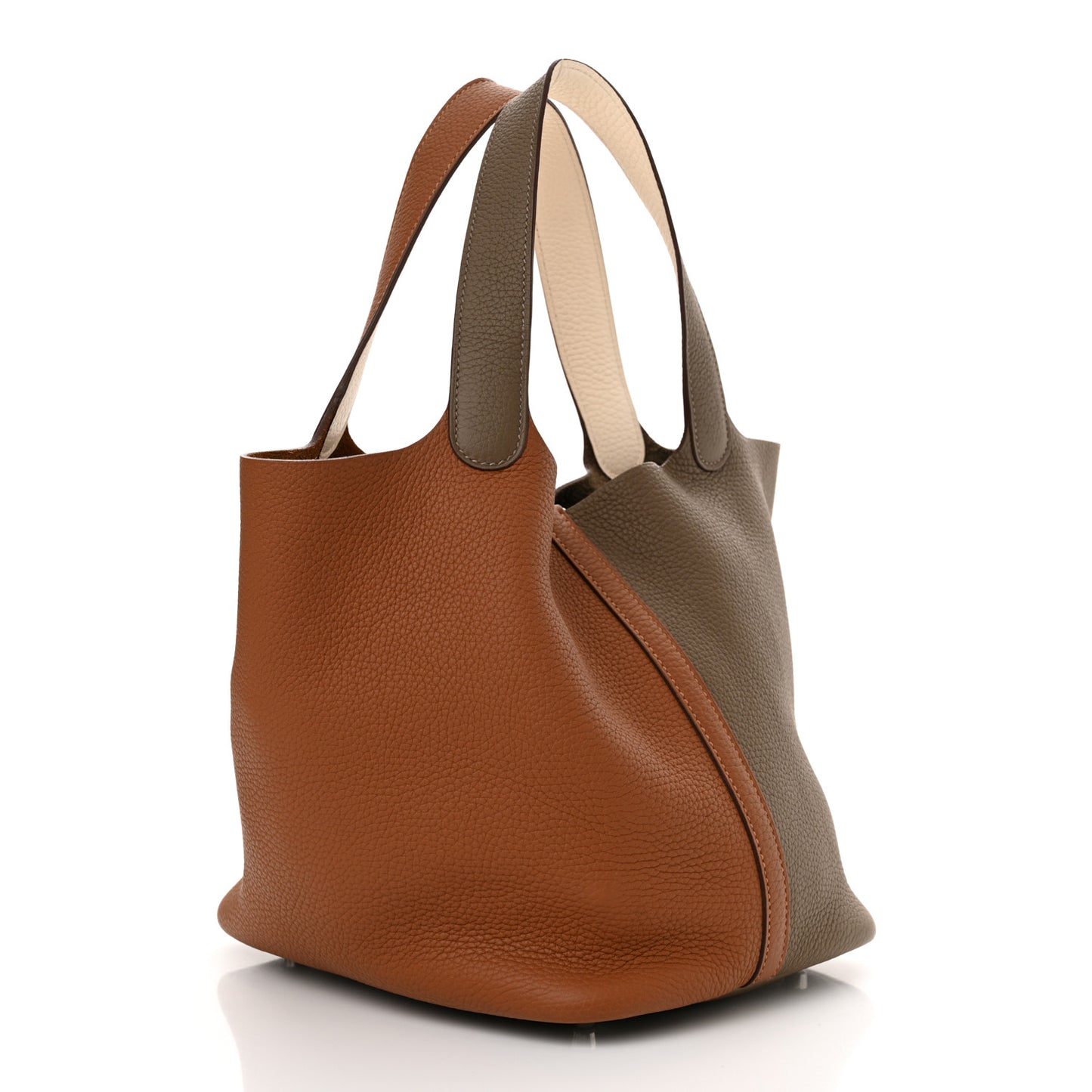 Taurillon Clemence Casaque Picotin Lock 22 Gold Etoupe Nata