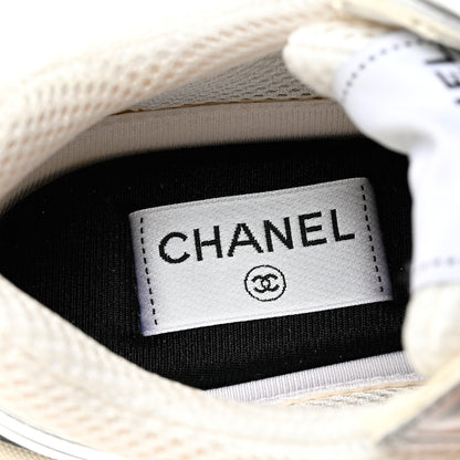 Chanel Fabric Laminated Calfskin Stretch CC Sneakers 39 White Silver 7 of 9