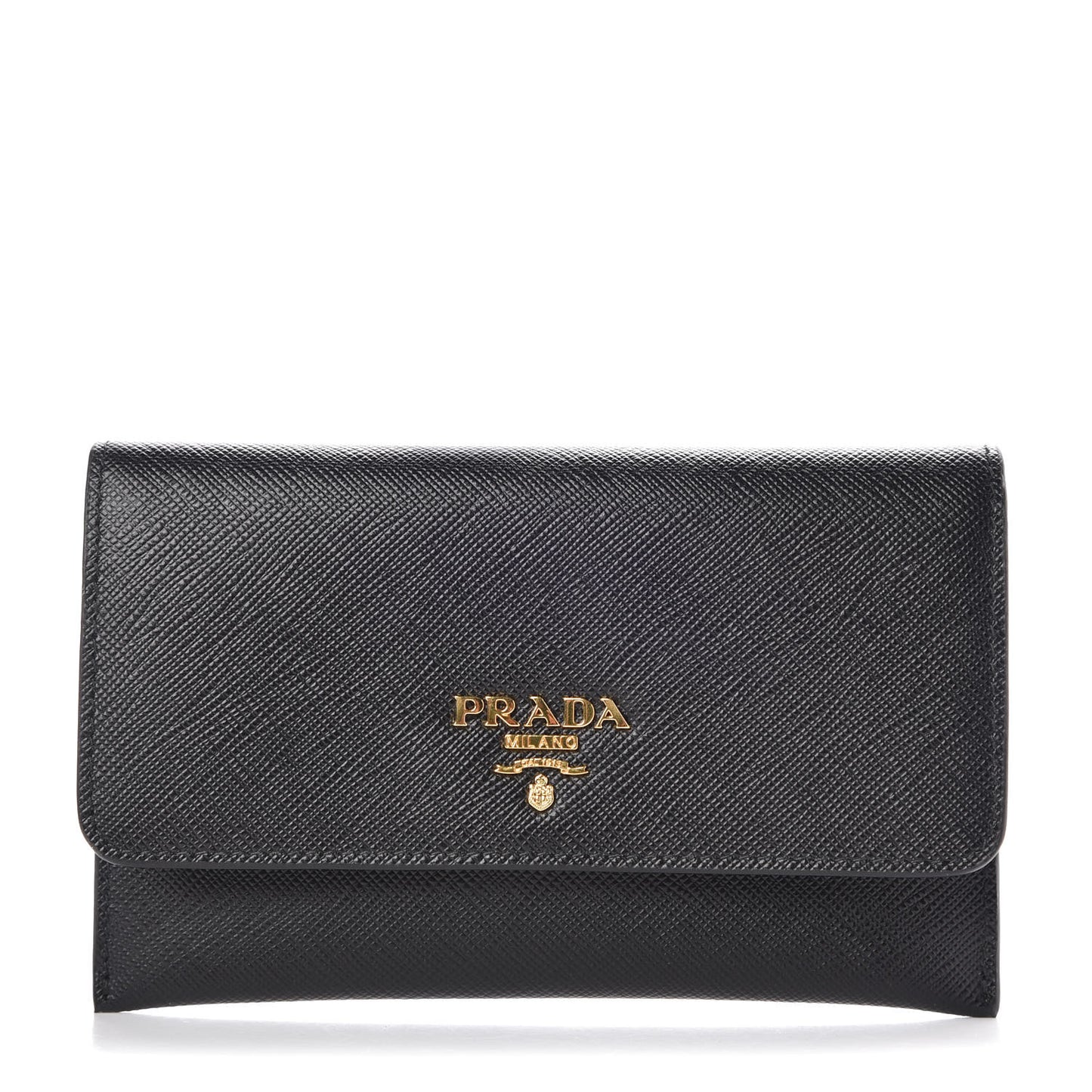 Saffiano Metal Flap Wallet Black