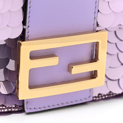 Fendi Satin Sequin Paillettes Shiny Nappa Mini Baguette 1997 Lilla 16 of 18