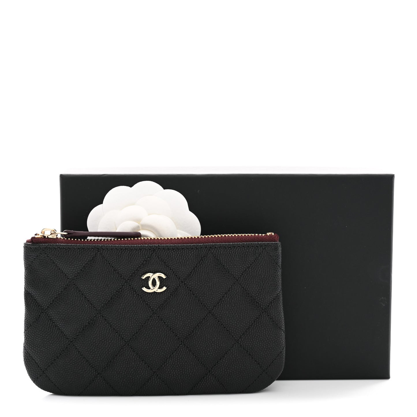 Caviar Quilted Small Cosmetic Case Black