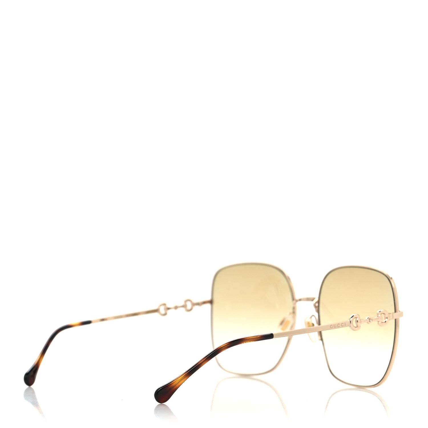 Gucci Metal Horsebit Square Frame Sunglasses GG0879S Gold 4 of 7
