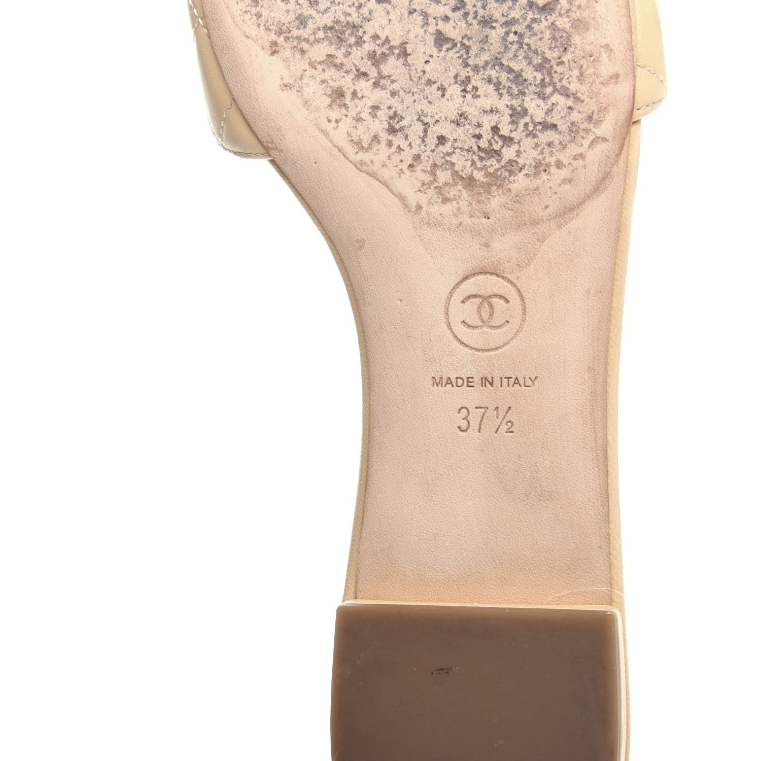 Chanel Lambskin Quilted Camellia CC Slides 37.5 Beige 9 of 11