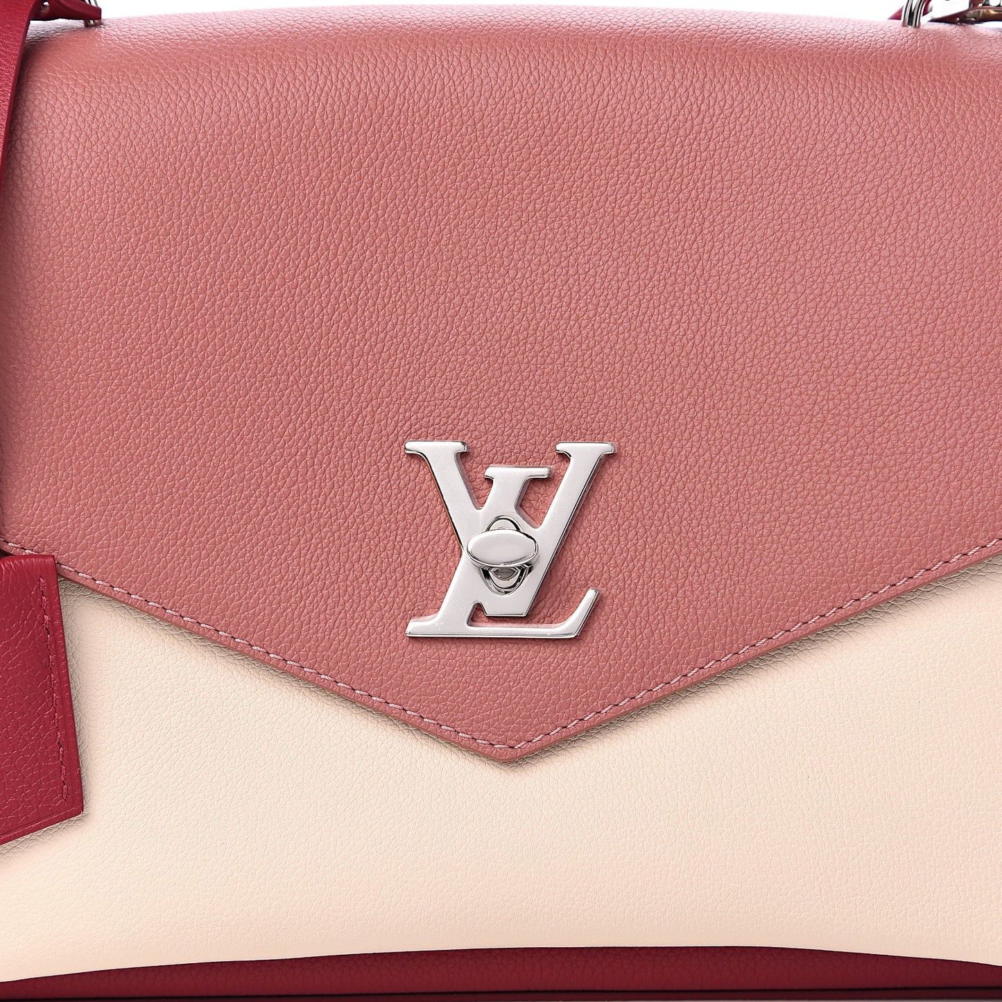 Soft Calfskin My Lockme Top Handle Rose Boudoir Lie de Vin Creme
