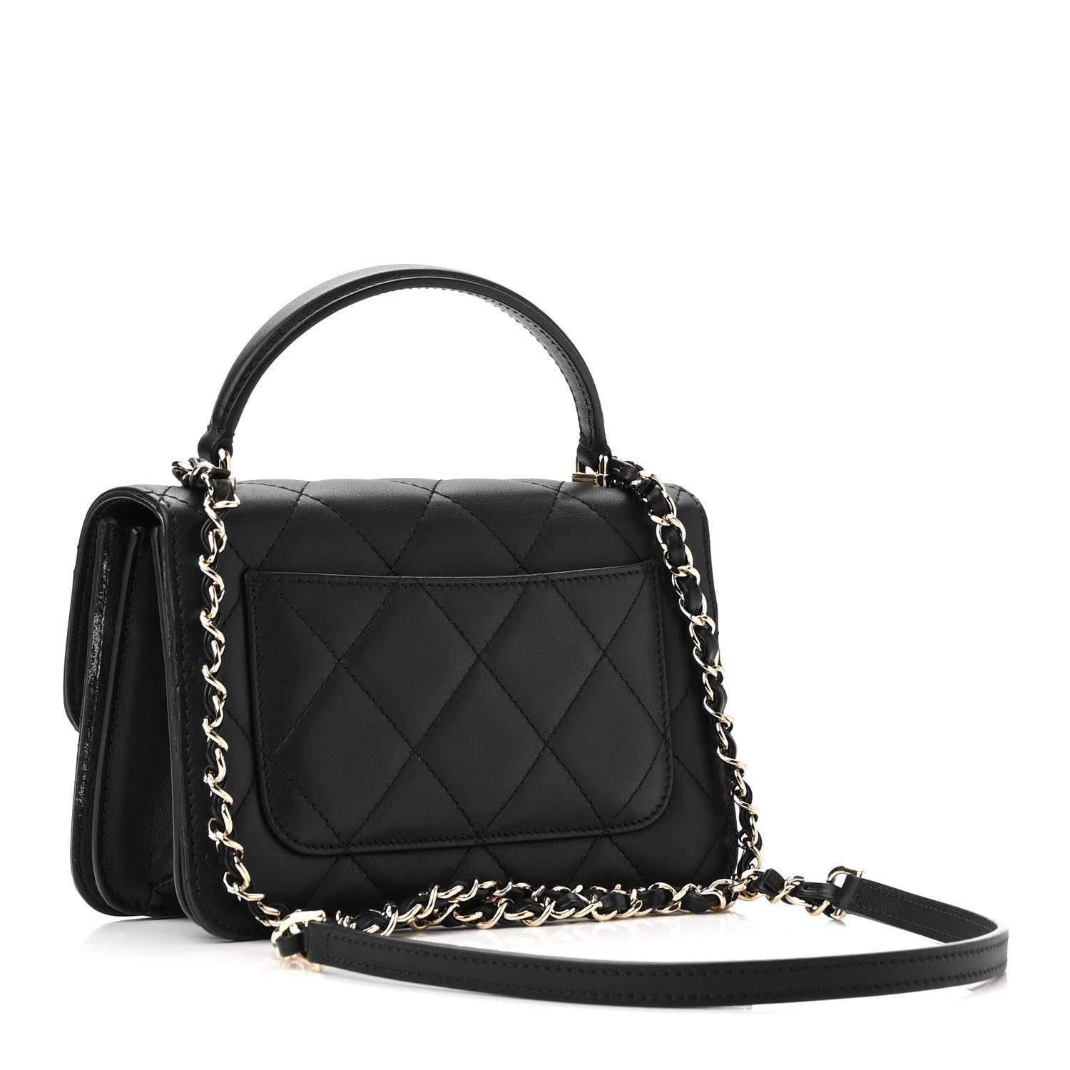 Chanel Calfskin Quilted Small Top Handle Flap Black 3 of 11
