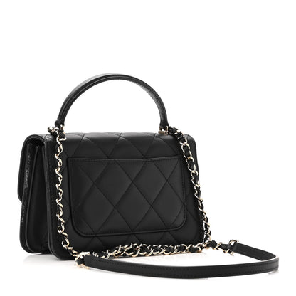 Chanel Calfskin Quilted Small Top Handle Flap Black 3 of 11