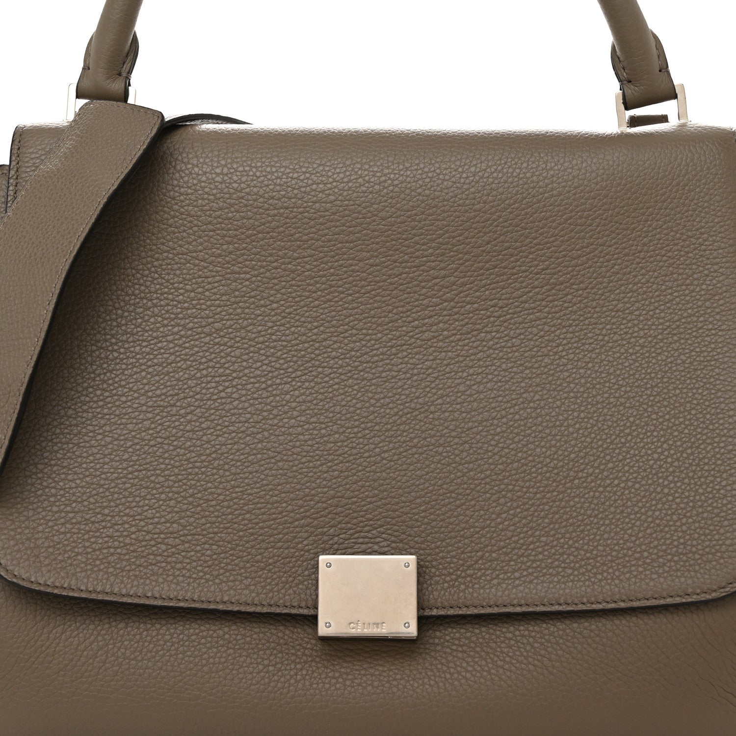 Celine Drummed Calfskin Suede Medium Trapeze Souris 7 of 9