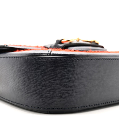Gucci Casy Wool Azalea Calfskin Mini Horsebit 1955 Shoulder Bag Bitter Sweet Blue 9 of 10