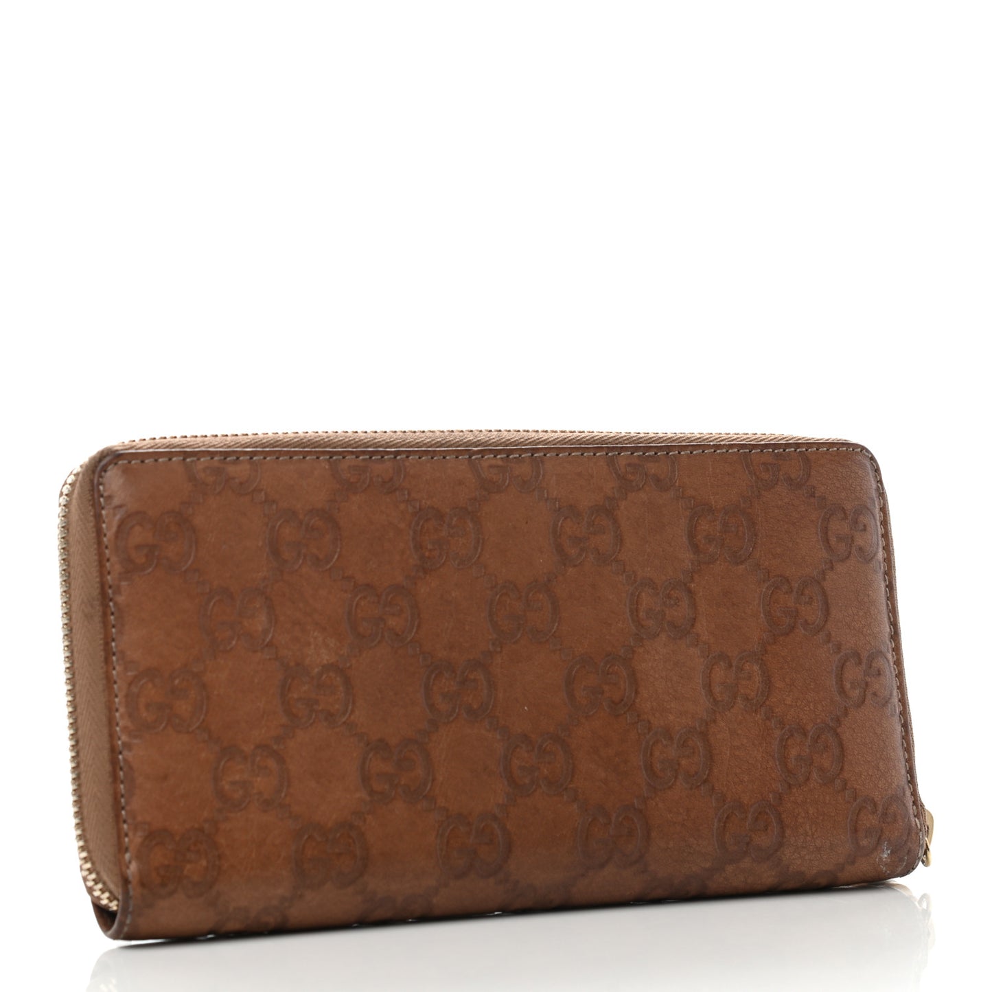 Guccissima Bamboo Tassel Zip Around Wallet Natural Brown