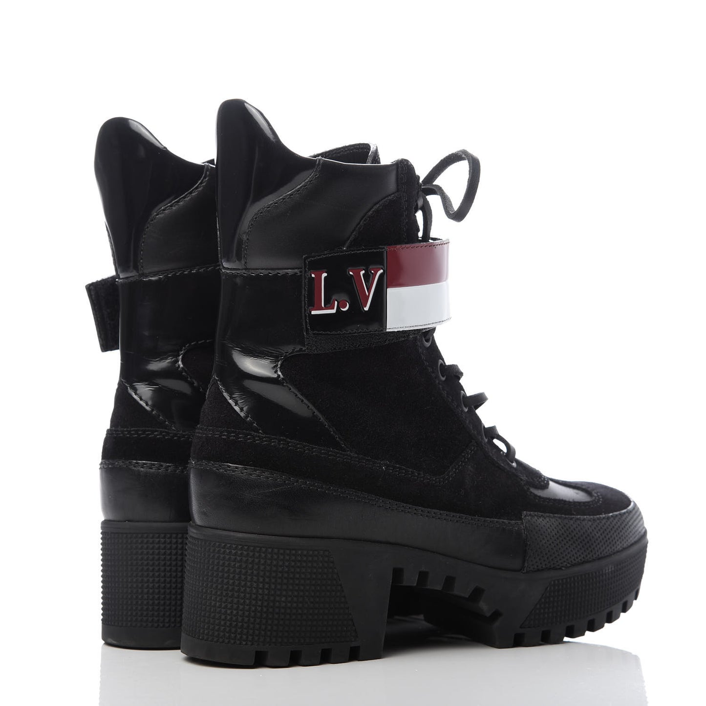 Suede Calfskin Laureate Platform Desert Boots 36 Black