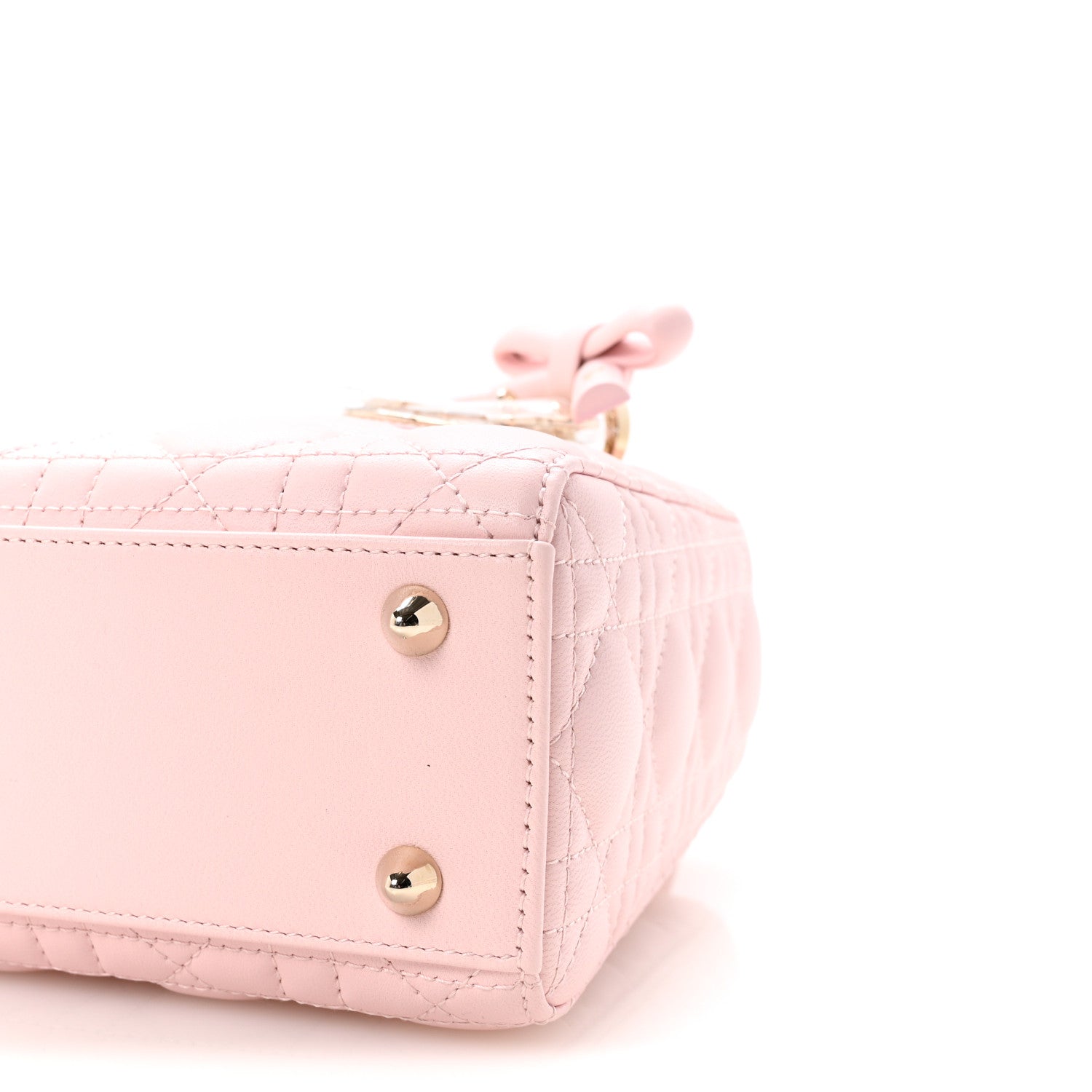 Christian Dior Lambskin Cannage Small Lady Dior Rose Soupir