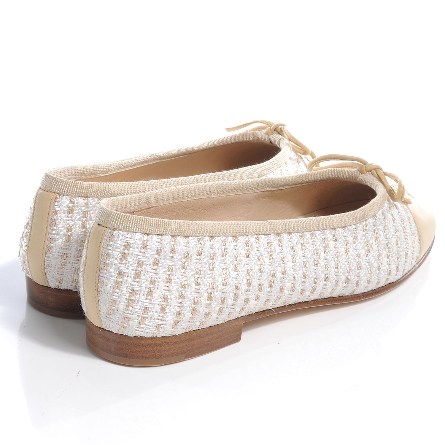 Chanel Tweed Ballet Flats 37.5 White 4 of 7