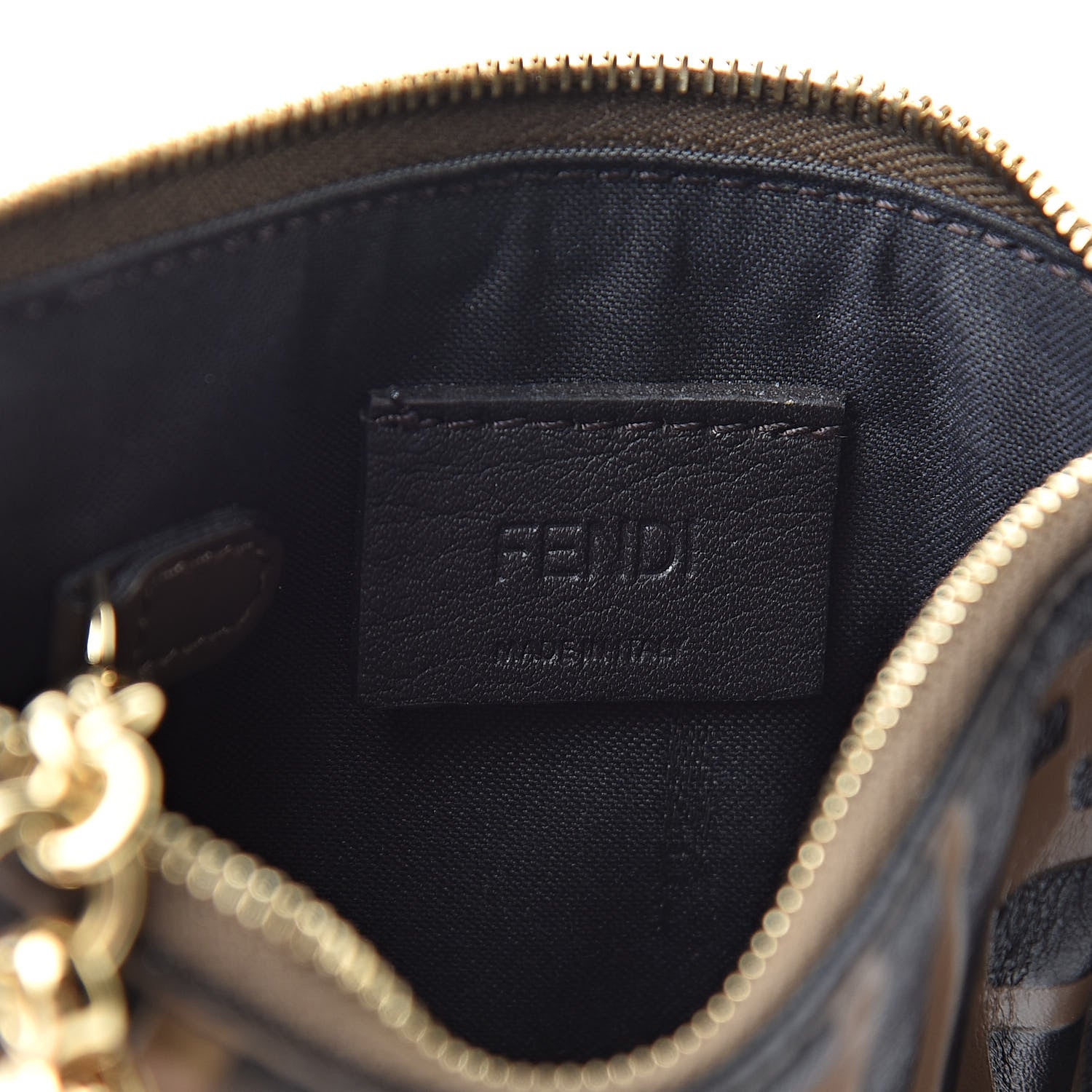 Fendi Vitello Soft F is Fendi Bi-Color FF 1974 Embossed Key Case Pouch Maya Black 6 of 8