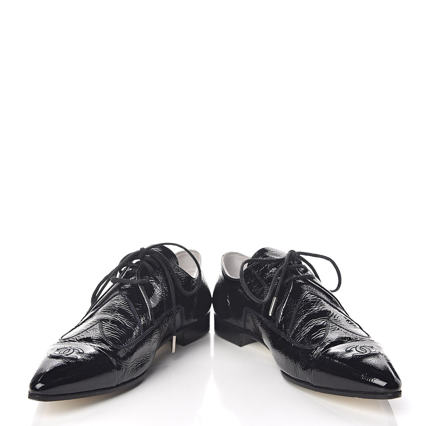 Patent Goatskin CC Lace Up Oxfords 36 Dark Navy