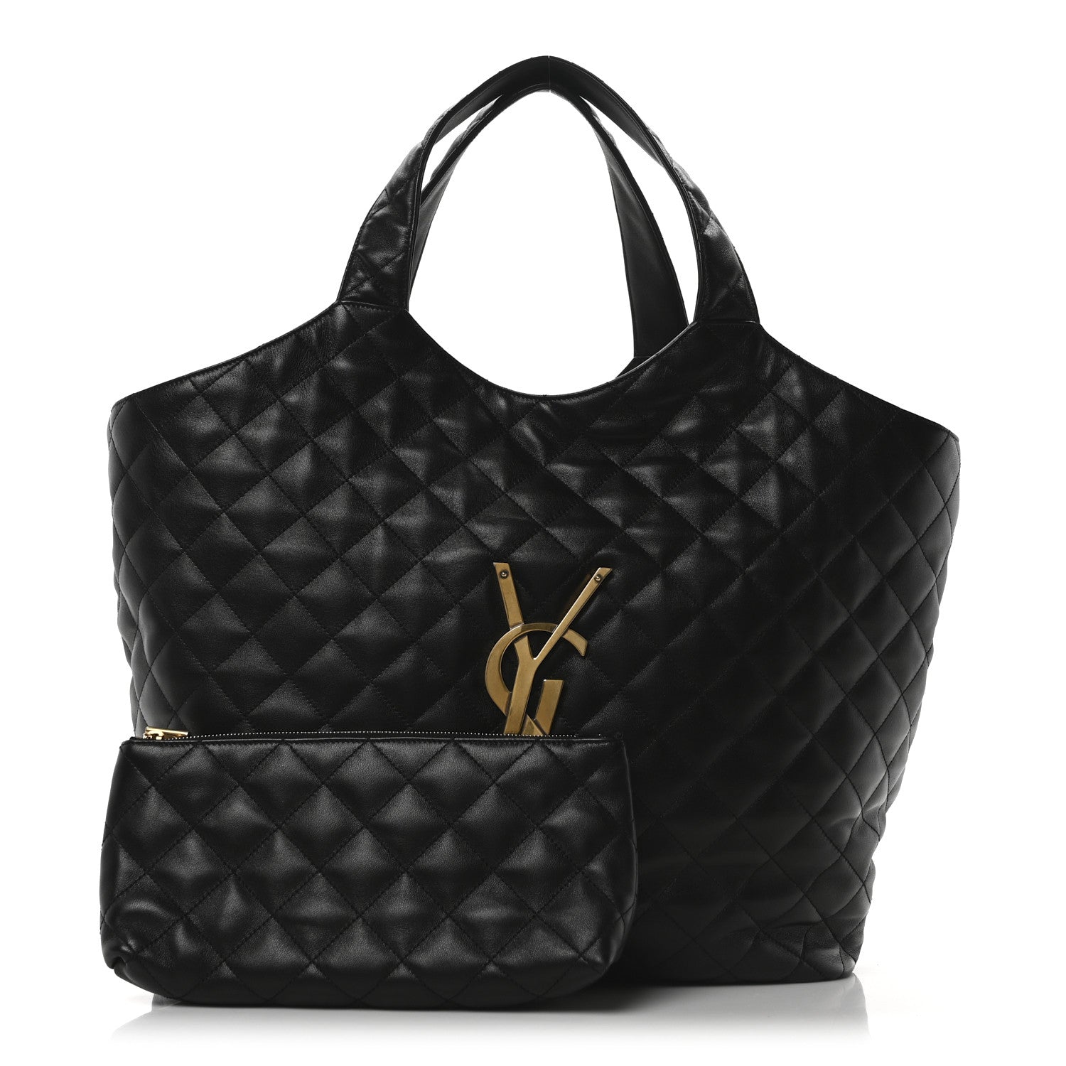 Saint Laurent Lambskin Quilted Maxi Icare Shopping Tote Black 3 of 11