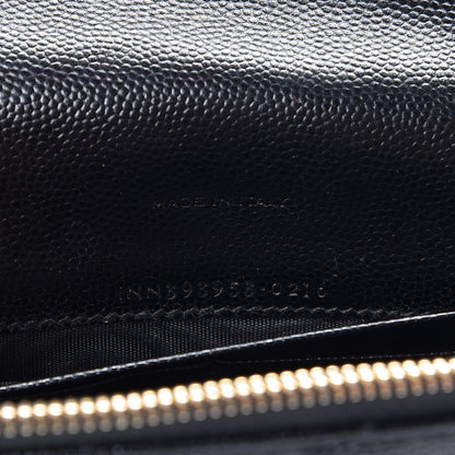 Saint Laurent Grain De Poudre Matelasse Chevron Monogram Envelope Chain Wallet Black 7 of 7
