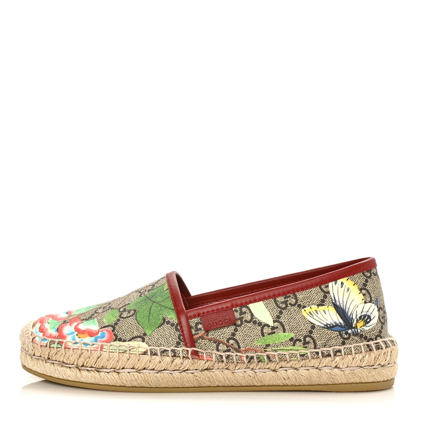 GG Supreme Monogram Tian Womens Espadrilles 36 Beige Multicolor Red