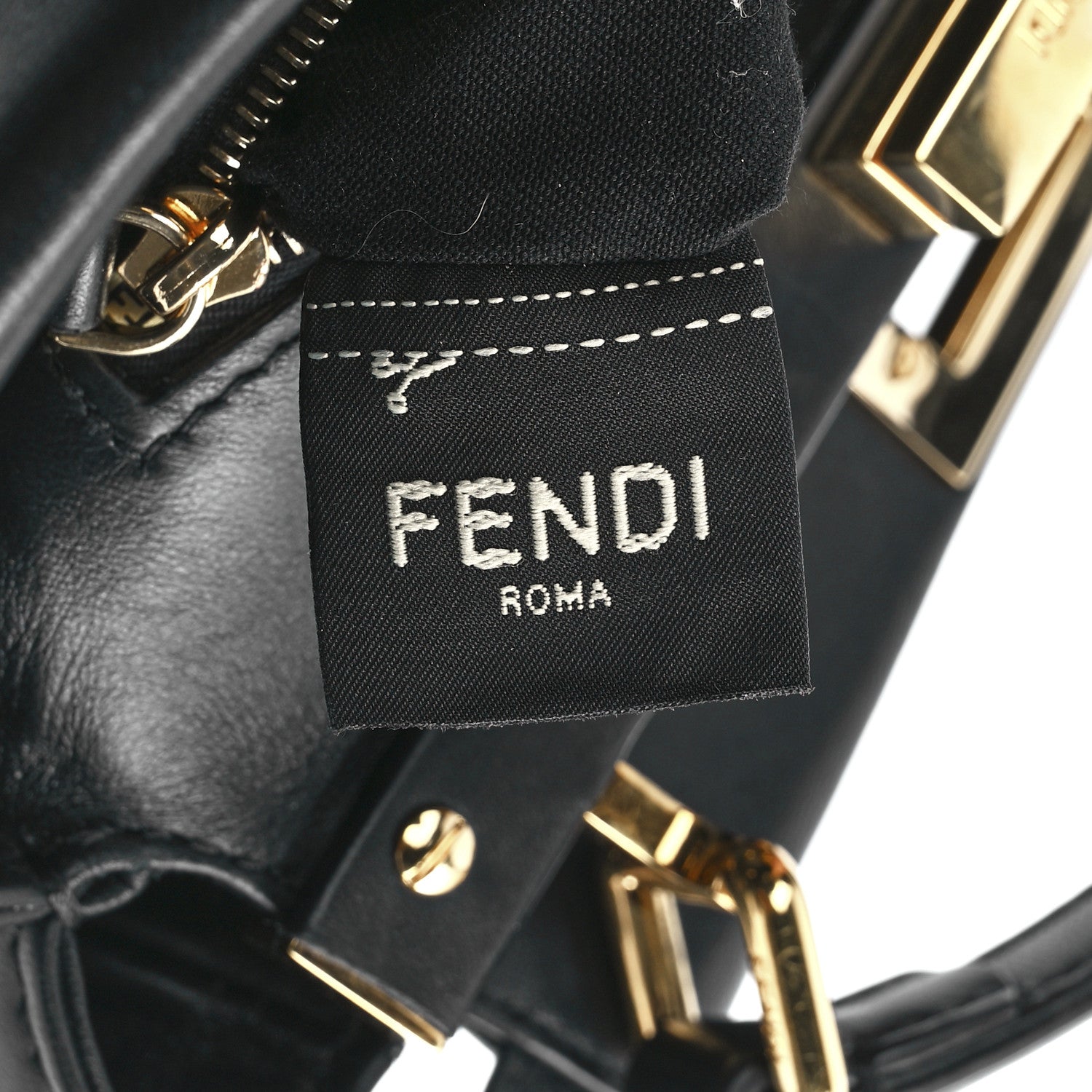 Fendi Nappa Stacked Bar Mini Peekaboo Iconic Satchel Black 8 of 12