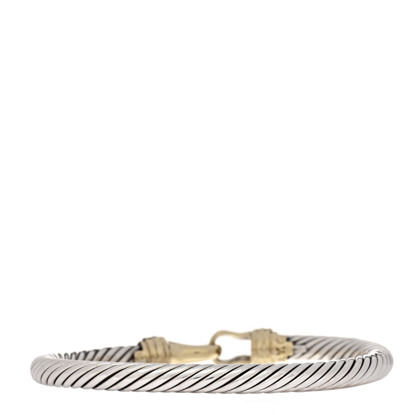 Sterling Silver 14K Yellow Gold Sapphire 5mm Cable Buckle Bracelet